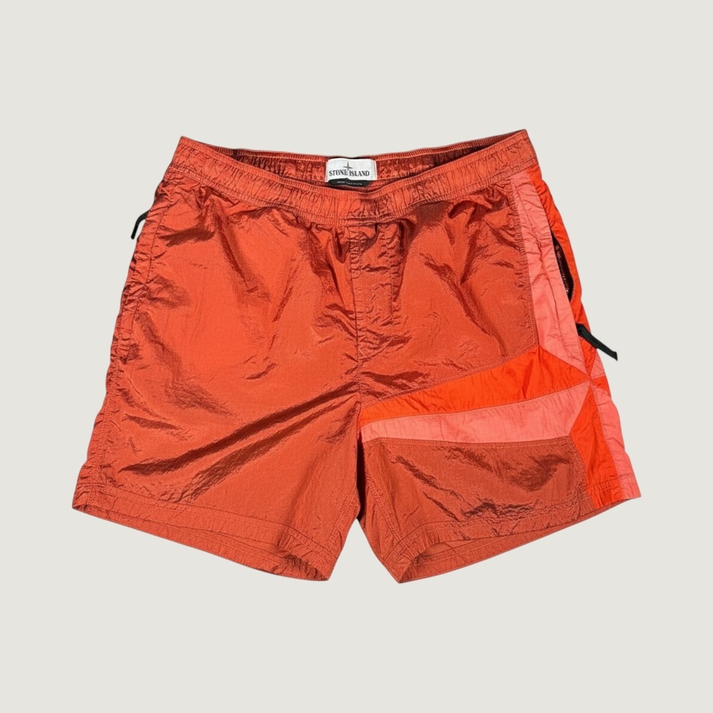 Stone Island Nylon Metal Swim Shorts Orange Coral Colorblock Mens Medium
